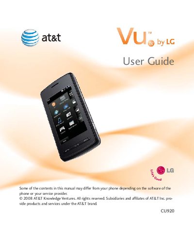 LG CU920 User Guide - cover page