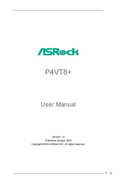 ASRock P4VT8+ User Manual