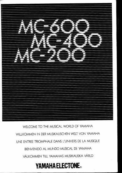 Yamaha MC-600/400/200 Electone User Manual - cover page