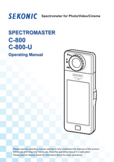 Sekonic SPECTROMASTER C-800 Series Operating Manual - cover page
