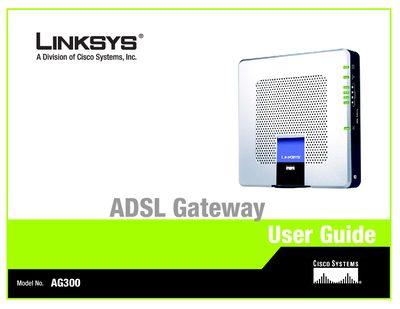 Linksys AG300 ADSL Gateway User Guide - cover page