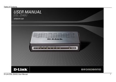 D-Link DSL-2540U User Manual - cover page