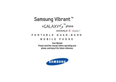 Samsung Vibrant Portable Quad-Band Mobile Phone User Manual - cover page