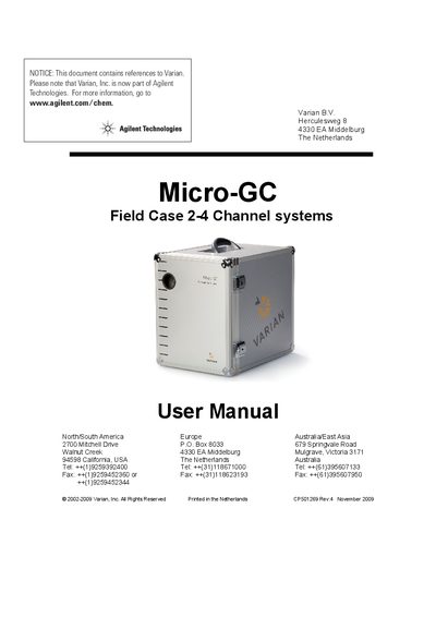 Micro-GC Field Case 2-4 Channel systems user manual - cover page