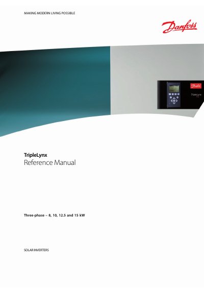 Danfoss TripleLynx 8/10/12.5/15 kW Solar Inverter Reference Manual