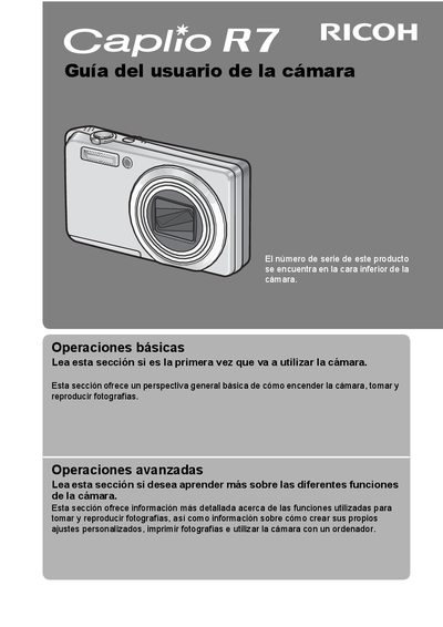Ricoh Caplio R7 Digital Camera User Manual - cover page