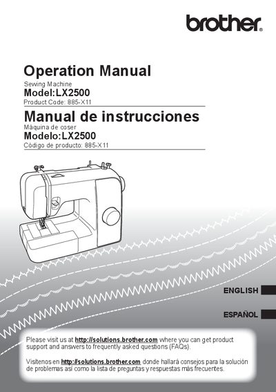 Brother LX2500 Sewing Machine Operation Manual - cover page
