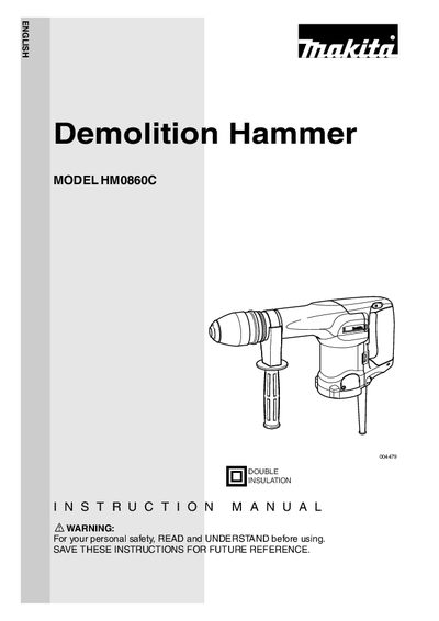 Makita HM0860C Demolition Hammer Instruction Manual - cover page