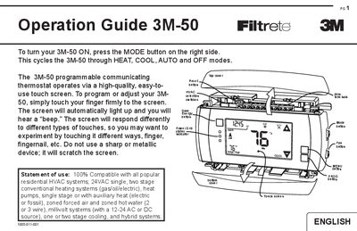 3M 3M-50 Programmable Communicating Thermostat Operation Guide - cover page