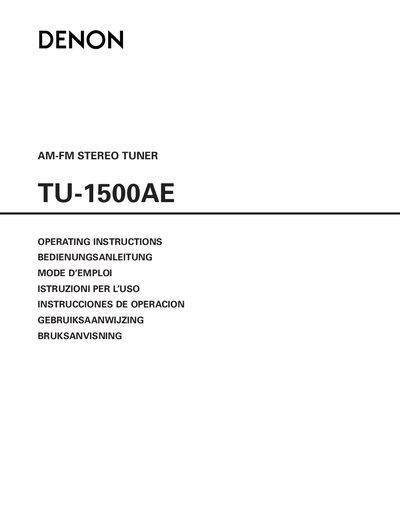 Denon TU-1500AE AM-FM Stereo Tuner User Manual - cover page