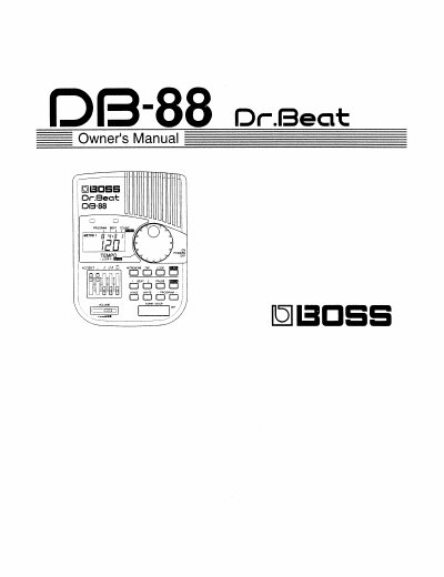 BOSS DB-88 Dr. Beat Owner's Manual - cover page