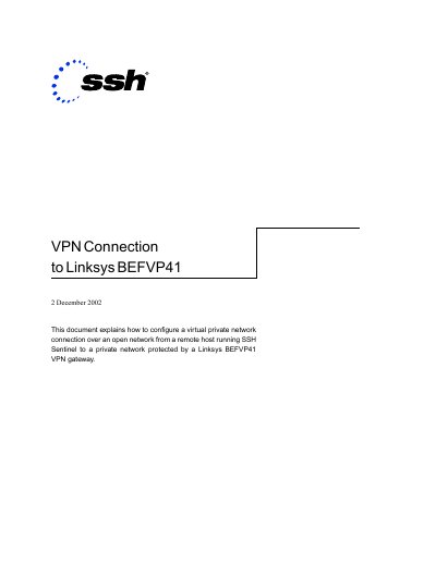Linksys BEFVP41 VPN Connection Guide - cover page