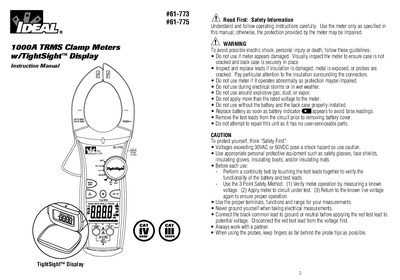 IDEAL 61-770 Series Commercial/Industrial TightSight Clamp Meters Instructions - cover page