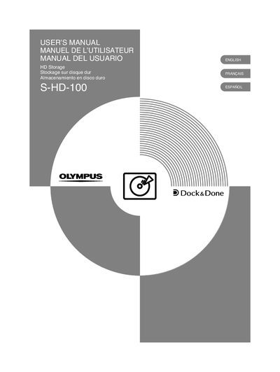 Olympus S-HD-100 HD Storage User's Manual - cover page