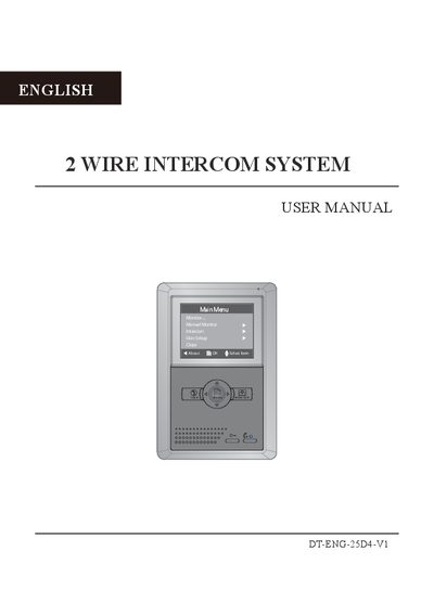 DT DT-ENG-25D4-V1 2-Wire Intercom System User Manual - cover page