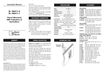 Hanna BL 982411-0/1 Panel-Mounted ORP Indicators Controllers Instruction Manual - cover page