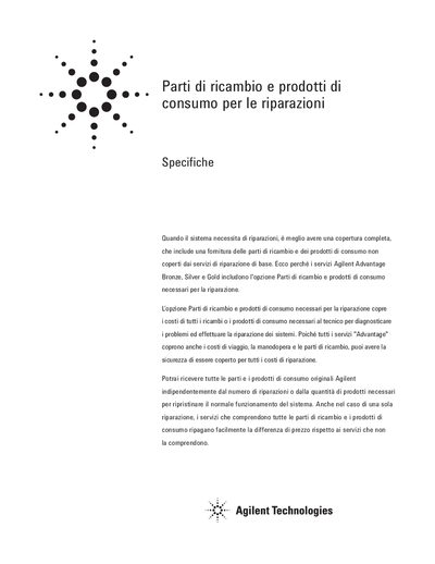 Agilent Consumables and Spare Parts for Repair Service Manual - cover page