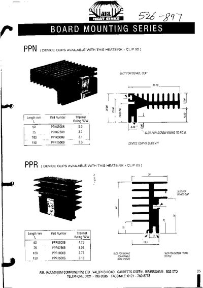 ABL Heatsinks Board Mounting Series Product Leaflet - cover page