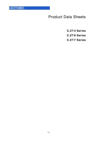 Arcotronics C.27 Series Capacitor Data Sheets - cover page