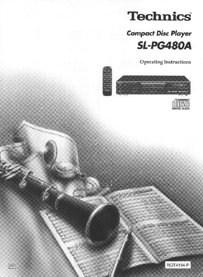 Technics SL-PG480A Compact Disc Player Operating Instructions - cover page