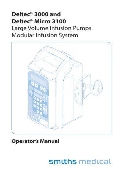 Smiths Medical Deltec 3000/Micro 3100 Large Volume Infusion Pumps Operator's Manual - cover page