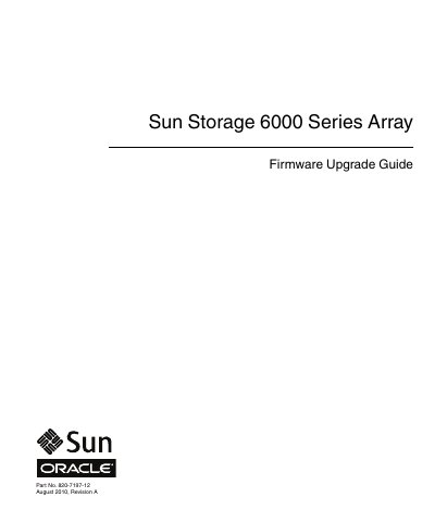 Sun Storage 6000 Series Array Firmware Upgrade Guide