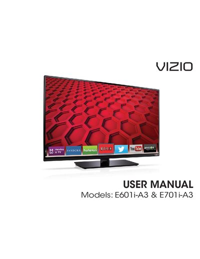 VIZIO E601i-A3 & E701i-A3 HDTV User Manual - cover page