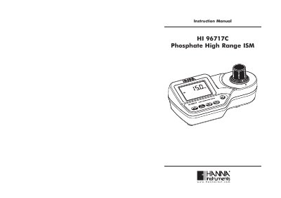 Hanna Instruments HI 96717C Phosphate High Range ISM Instruction Manual