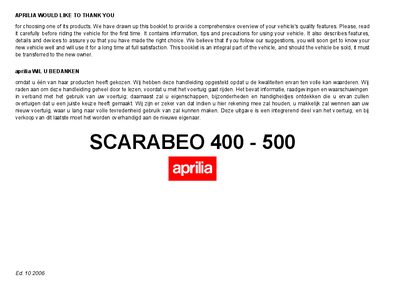 aprilia 852209 SCARABEO 400-500 MY 2006 -UK-NL- Manual - cover page