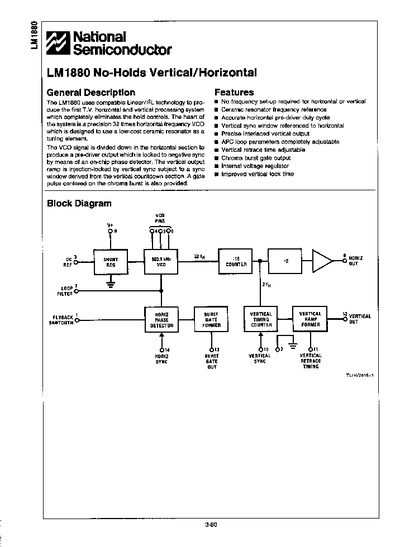 National Semiconductor LM1880 Datasheet - cover page