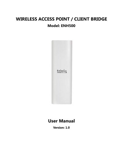 EnGenius ENH500 Wireless Access Point/Client Bridge User Manual - cover page