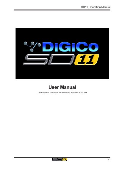 Digico SD11 Operation Manual - cover page
