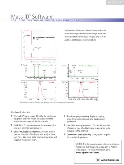 Agilent Mass ID Software Data Sheet - cover page