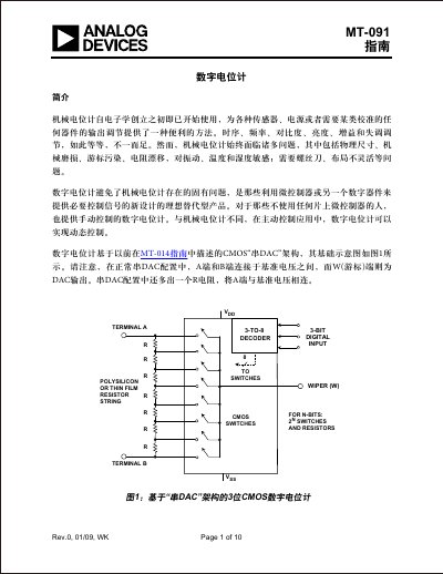 Analog Devices MT-091 Digital Potentiometer Guide - cover page