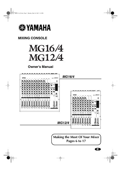 Yamaha MG16/4 MG12/4 Mixing Console User Manual - cover page