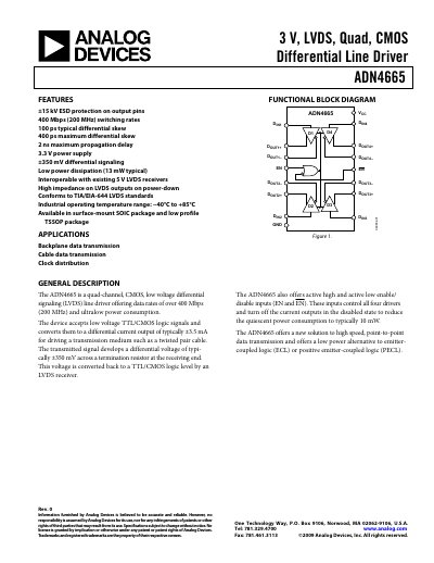 Analog Devices ADN4665 Datasheet - cover page