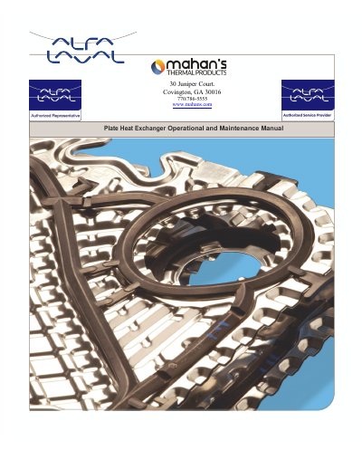 Alfa Laval Plate Heat Exchanger Operational and Maintenance Manual - cover page