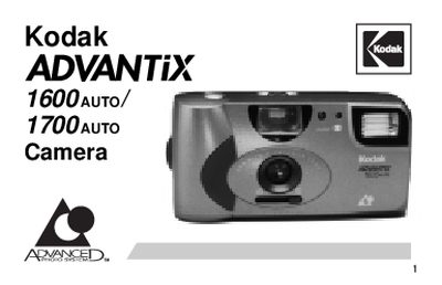 Kodak ADVANTiX 1600AUTO/1700AUTO Camera User Manual - cover page