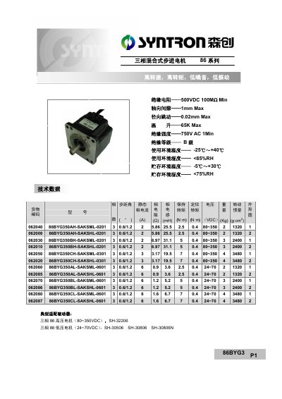 Hollysys 86 Series Three-phase Hybrid Stepper Motor Manual - cover page