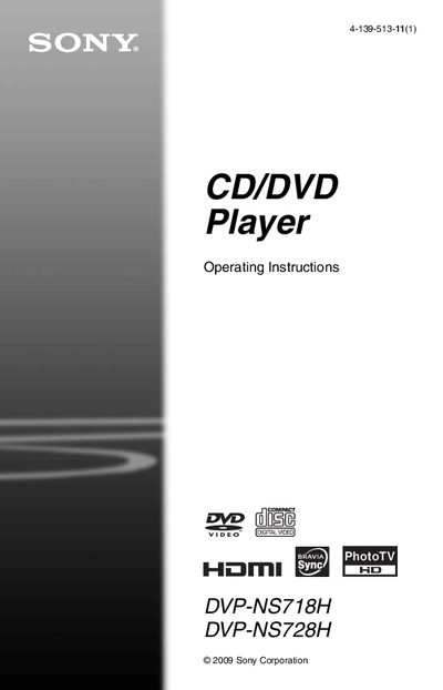 Sony DVP-NS718H/NS728H User Manual - cover page