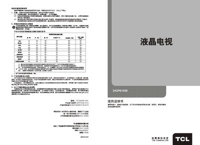 TCL D42P6100D Television User Manual - cover page