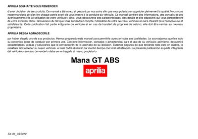 Aprilia Mana GT ABS Owner's Manual - cover page