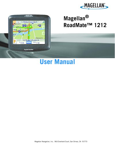 Magellan RoadMate 1212 User Manual - cover page