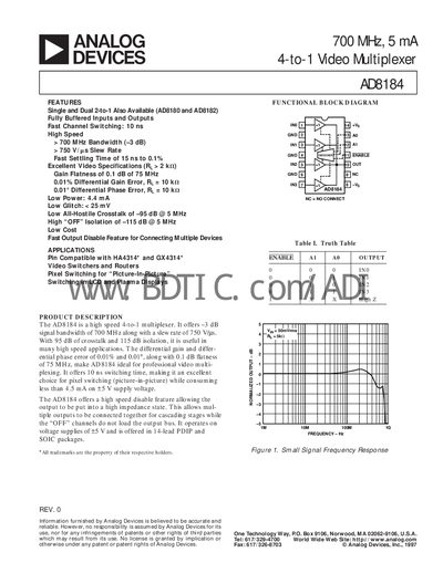 Analog Devices AD8184 Datasheet - cover page
