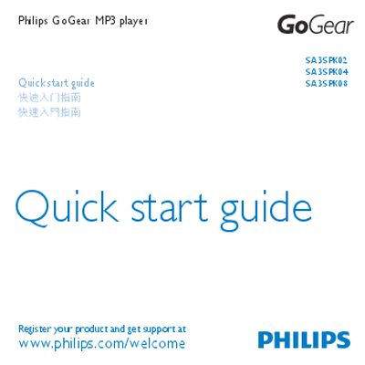 Philips SA3SPK02/SA3SPK04/SA3SPK08 Quick Start Guide - cover page