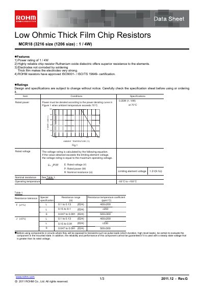 ROHM MCR18EZHJS Manual - cover page
