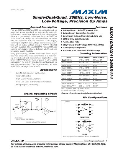 Maxim MAX410/MAX412/MAX414 Datasheet - cover page
