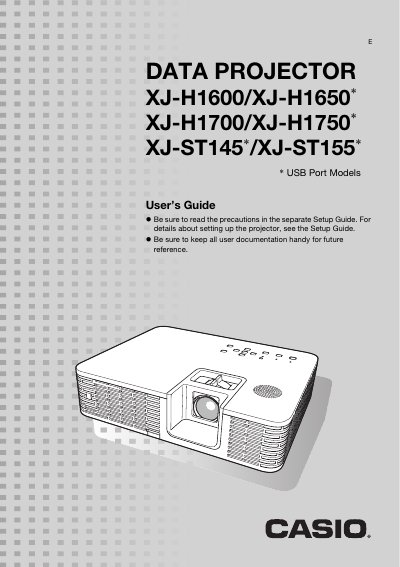 Casio XJ-H1600/XJ-H1650 Data Projector User's Guide - cover page