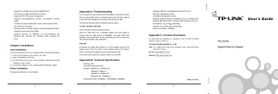 TP-Link TG-3269 Gigabit Ethernet Adapter User Manual - cover page