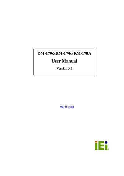 ICP Electronics DM-170 / SRM-170 / SRM-170A User Manual - cover page
